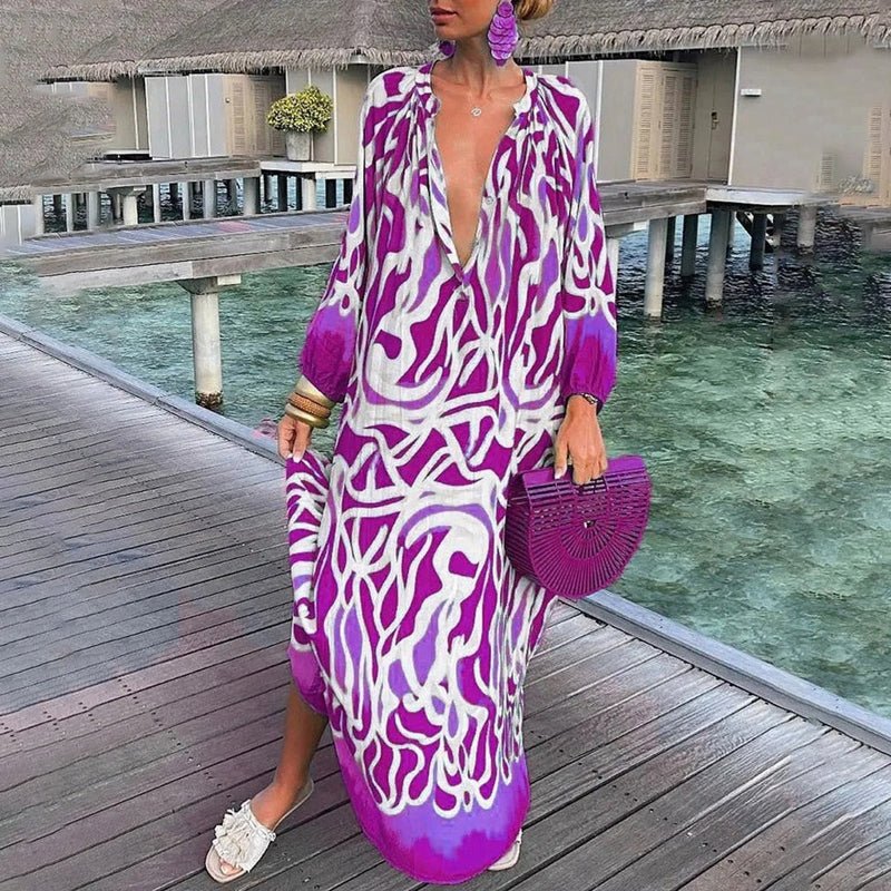 Image of Women's Long Sleeve Printed Maxi Dress