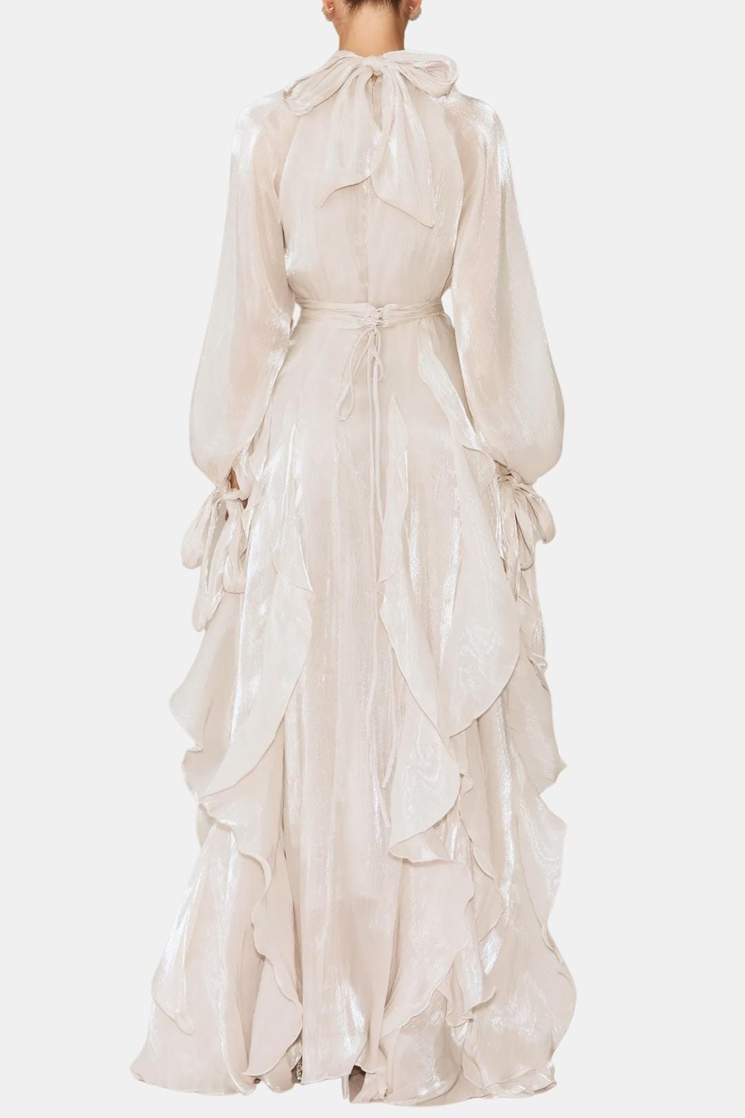 Image of Women's Long Sleeve Ruffle Evening Maxi Dress