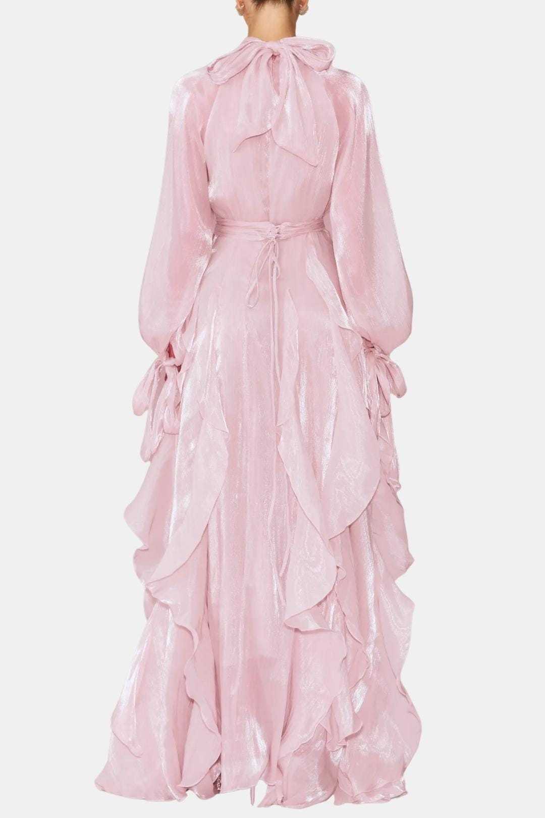 Image of Women's Long Sleeve Ruffle Evening Maxi Dress