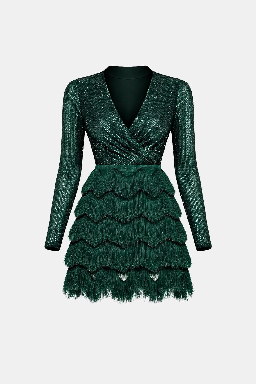 Image of Women's Long Sleeve Sequin Cocktail Mini Dress
