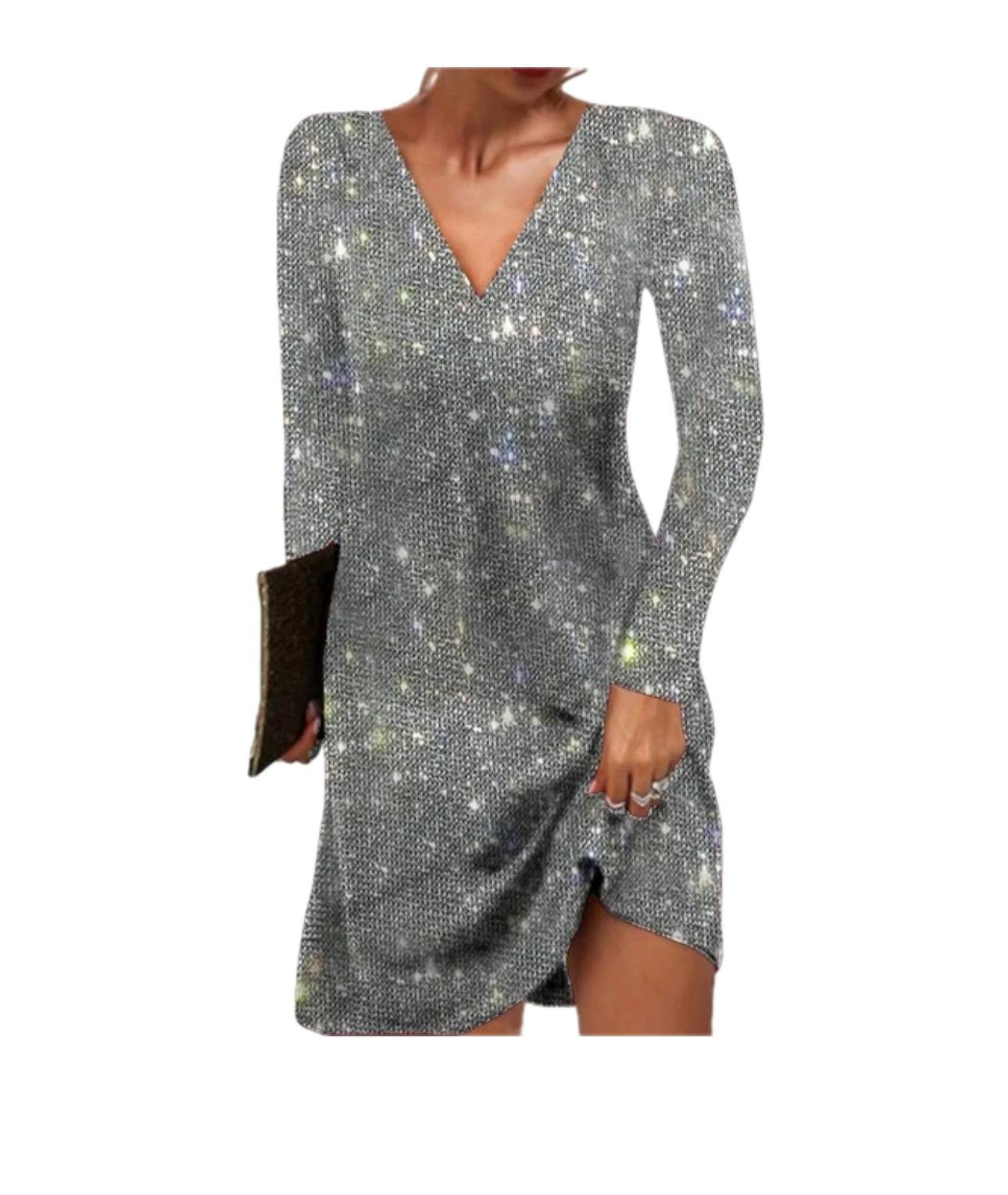 Image of Women's Long Sleeve Sequin Mini Dress