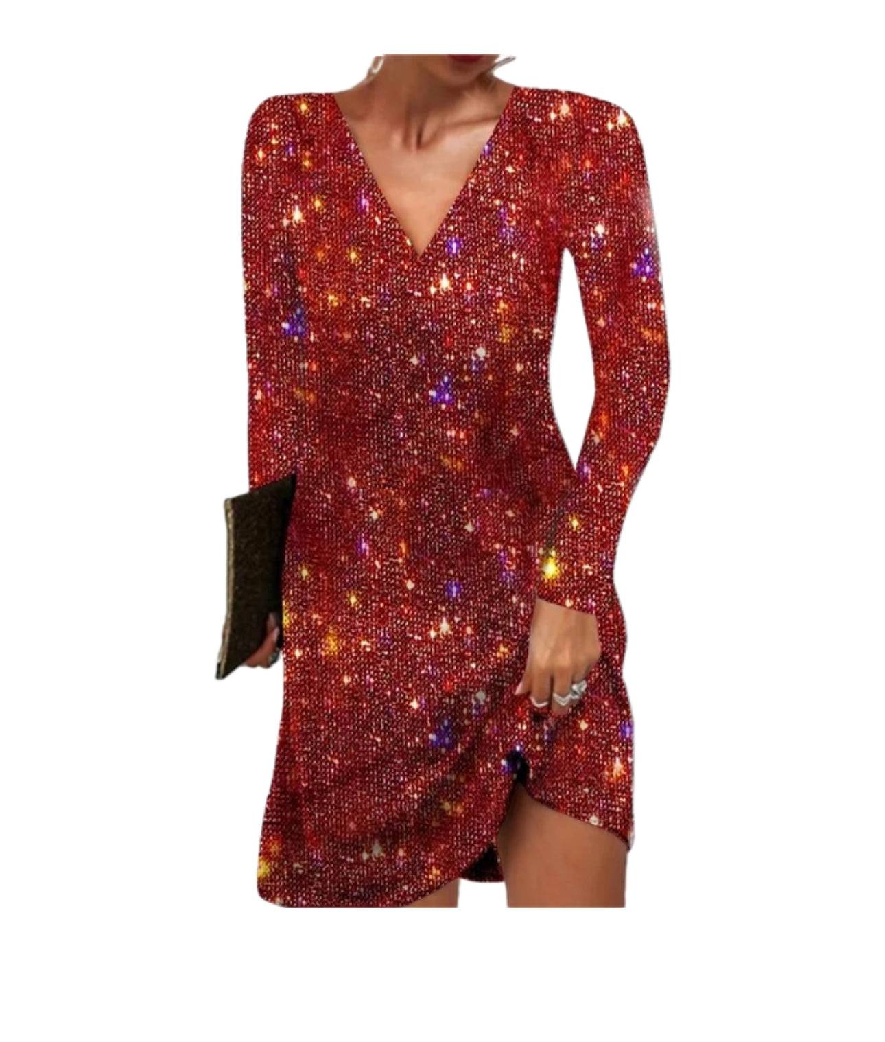 Image of Women's Long Sleeve Sequin Mini Dress