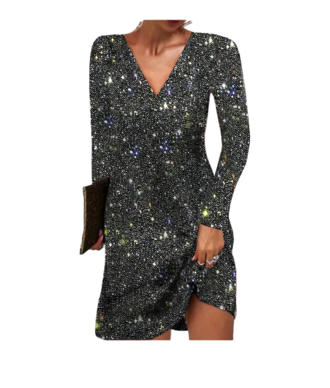 Image of Women's Long Sleeve Sequin Mini Dress