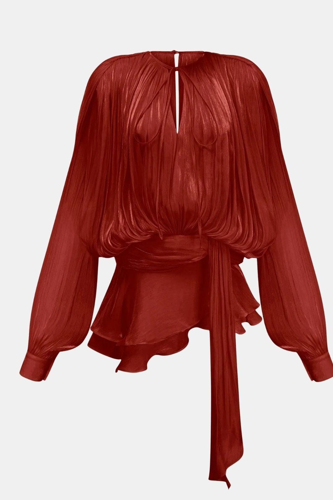 Image of Women's Long Sleeve Tie Neck Mini Dress