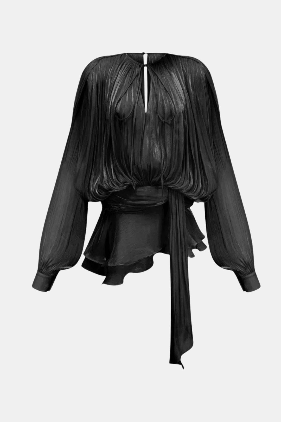 Image of Women's Long Sleeve Tie Neck Mini Dress