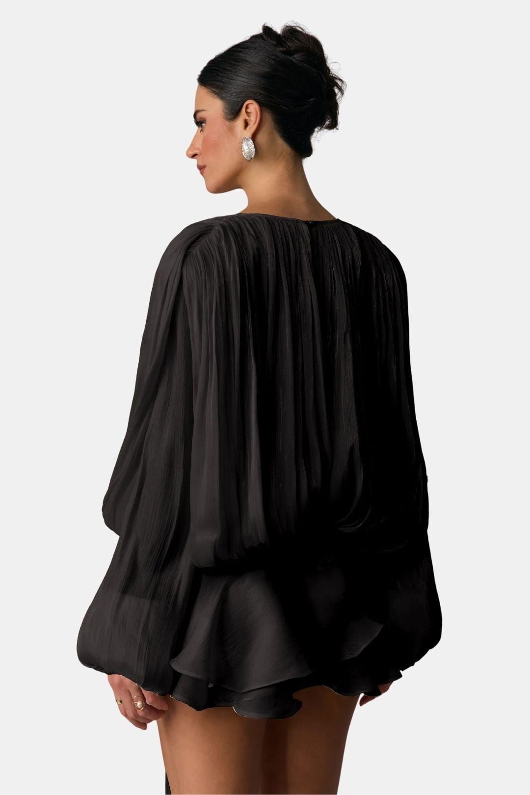 Image of Women's Long Sleeve Tie Neck Mini Dress