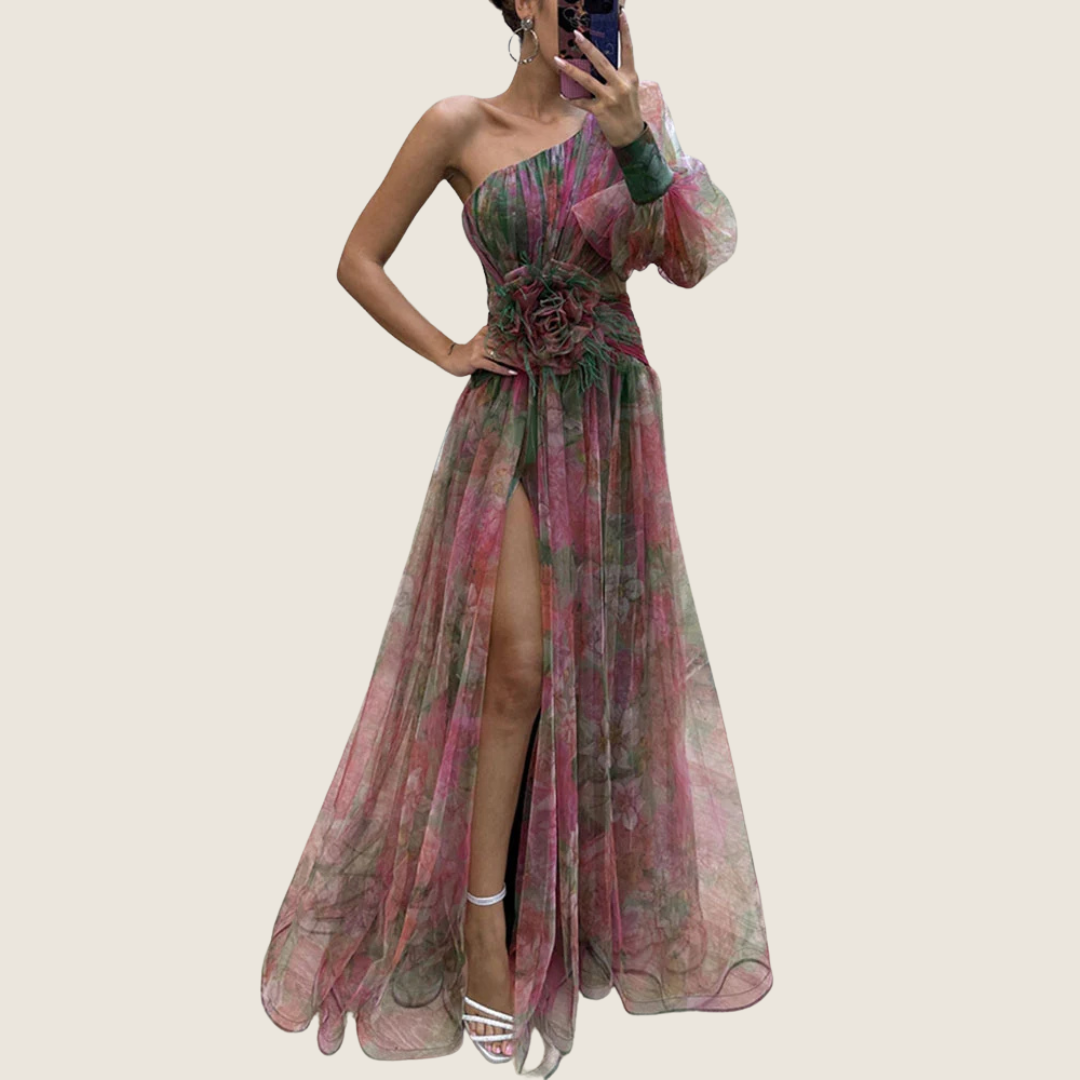 Image of Women's One Shoulder Floral Maxi Dress
