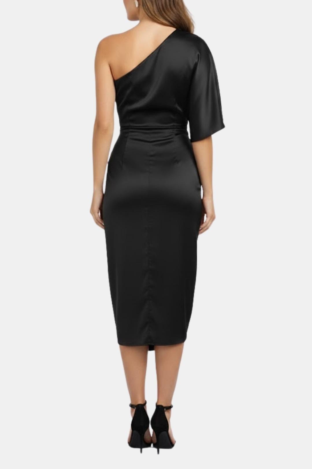 Image of Women's One-Shoulder Wrap Midi Dress