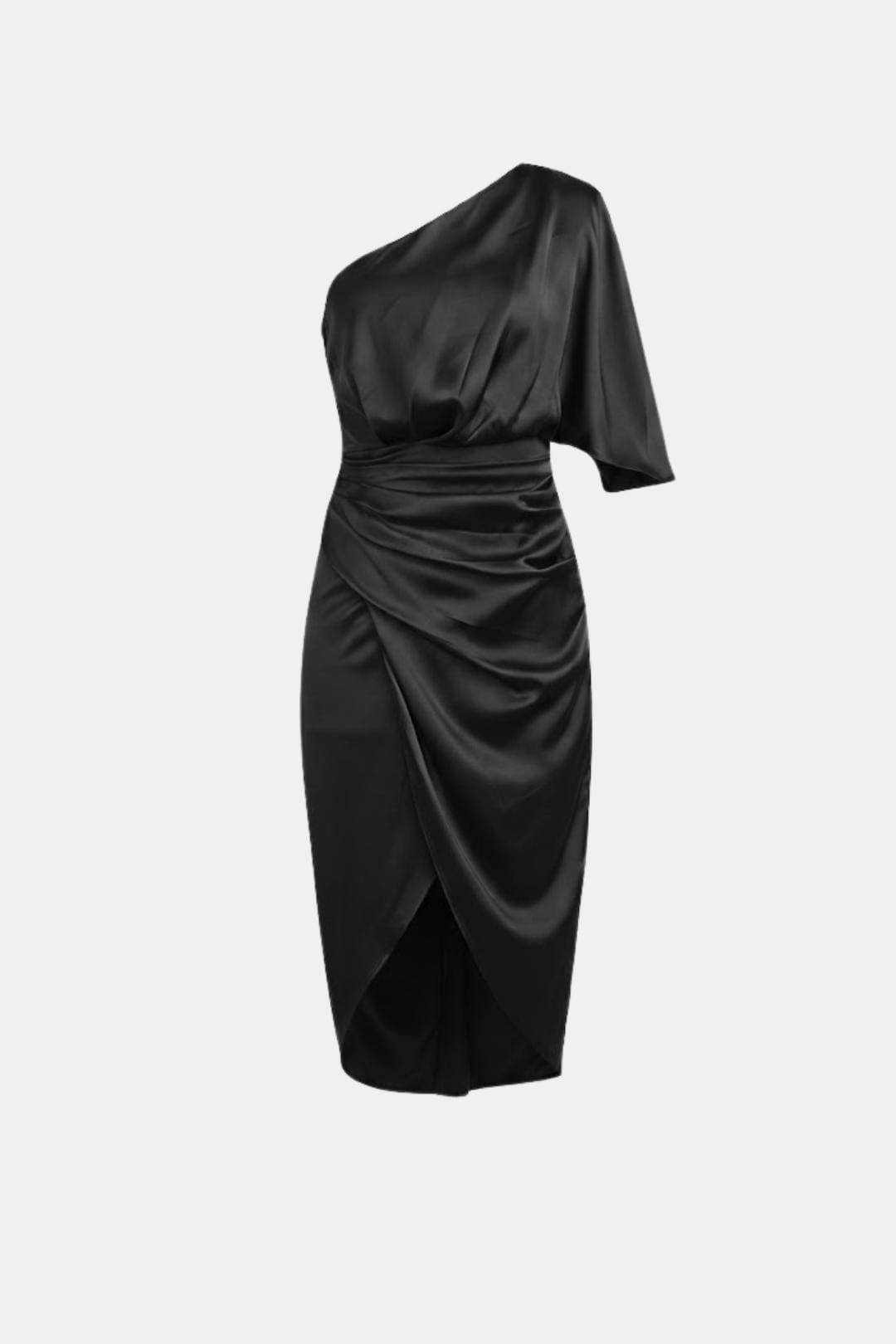 Image of Women's One-Shoulder Wrap Midi Dress
