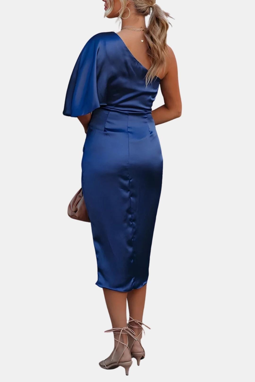Image of Women's One-Shoulder Wrap Midi Dress