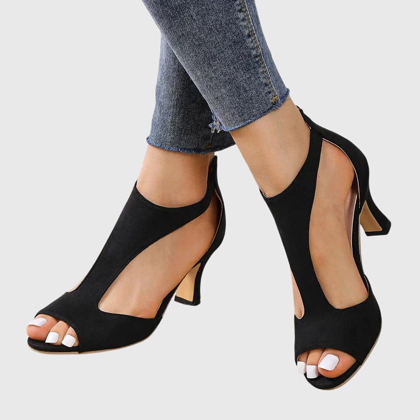 Image of Women's Open Toe T-Strap Heels