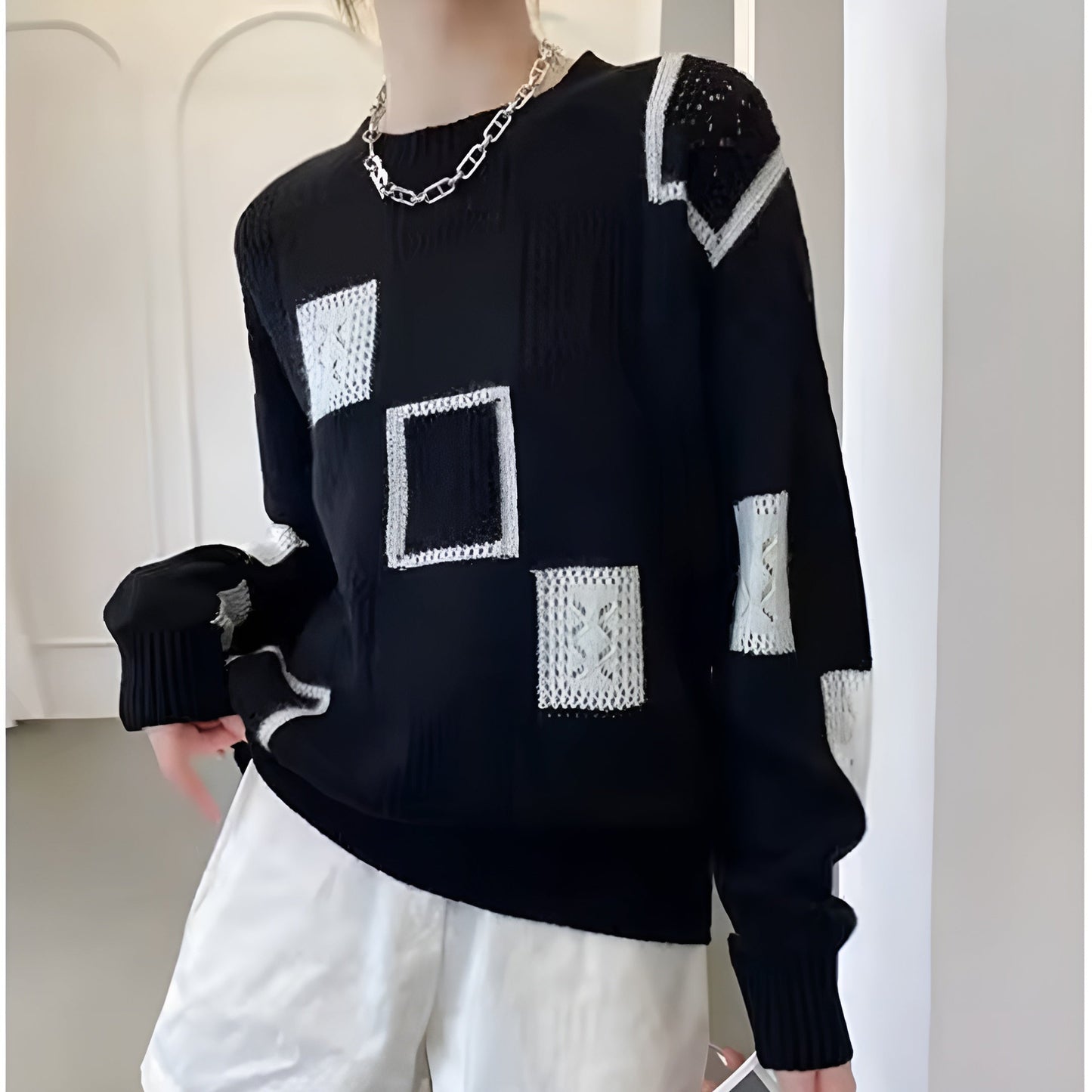 Image of Women's Oversized Patchwork Sweater