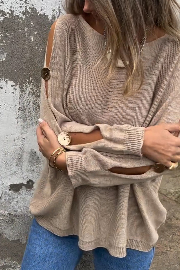 Image of Women's Oversized Shoulder-Cutout Sweater