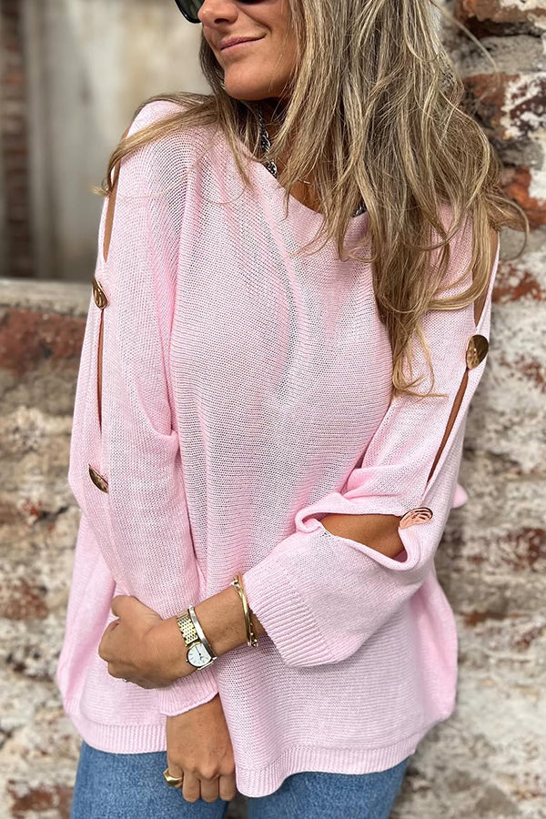 Image of Women's Oversized Shoulder-Cutout Sweater