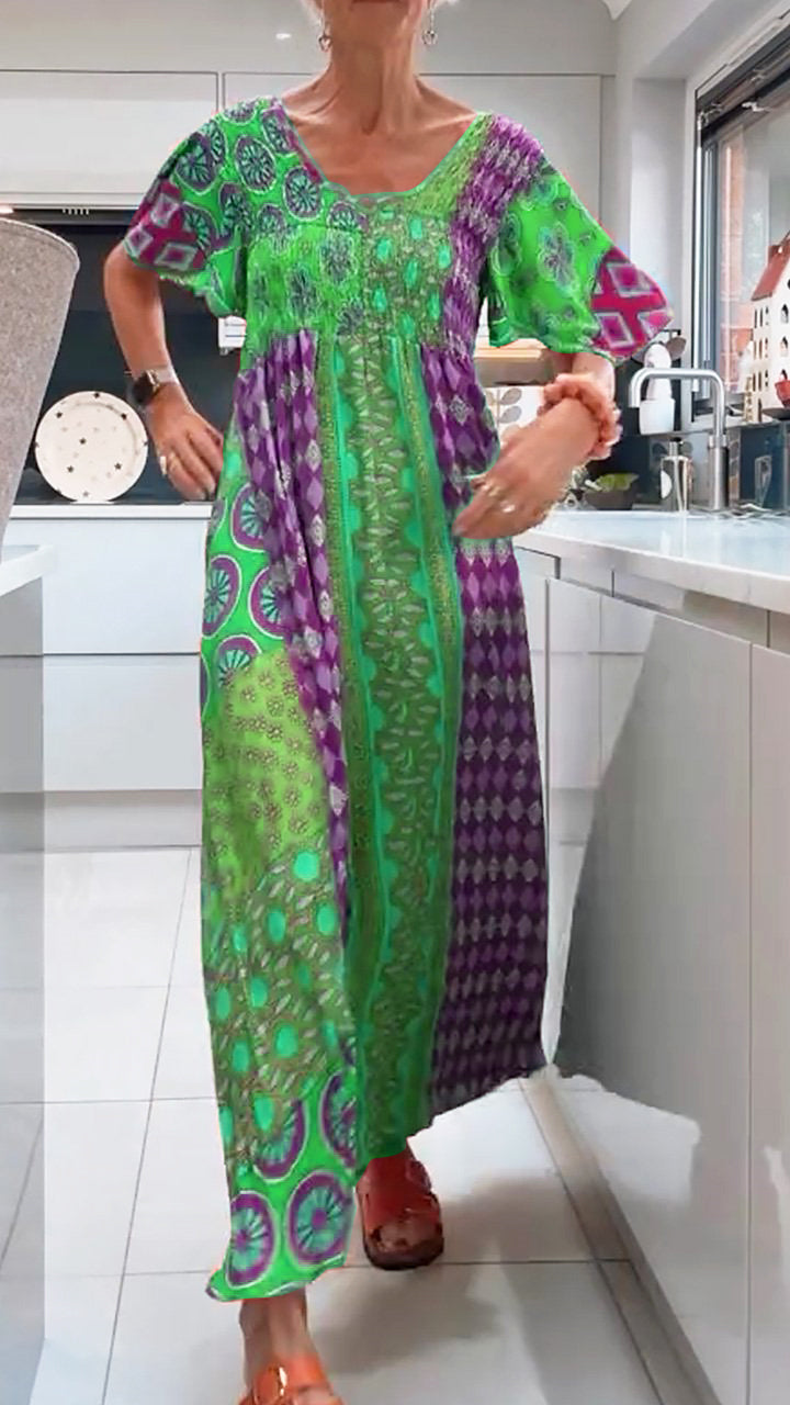 Image of Women's Patchwork Bohemian Maxi Dress