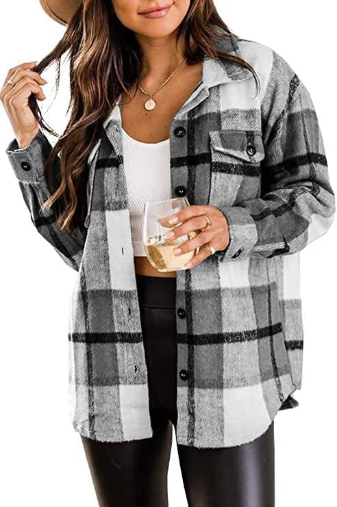 Image of Women's Plaid Shirt Jacket
