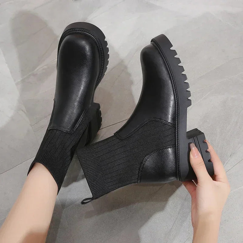 Image of Women's Platform Ankle Sock Boots