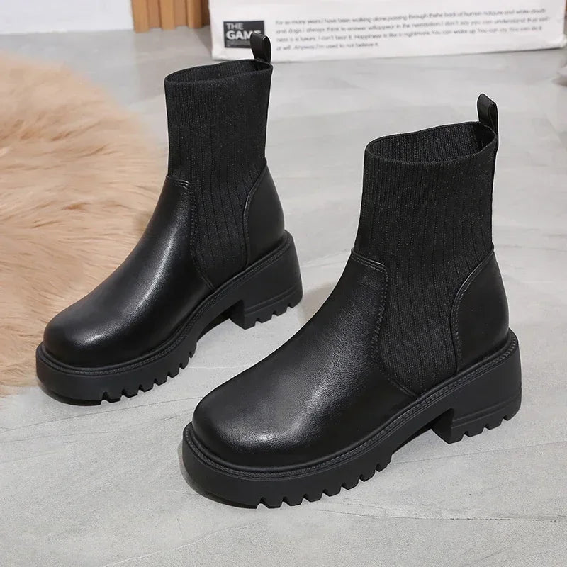 Image of Women's Platform Ankle Sock Boots