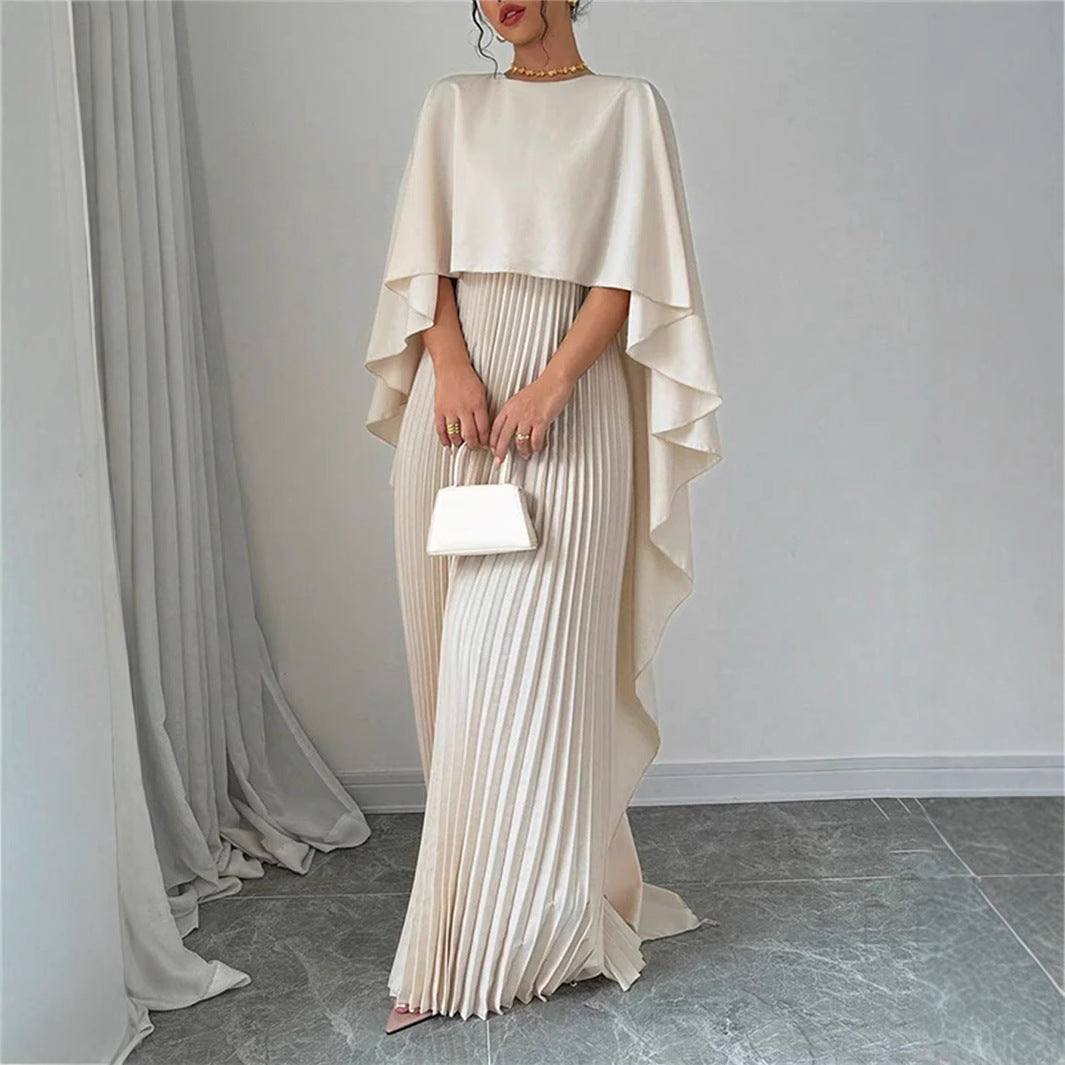 Image of Women's Pleated Cape Maxi Dress