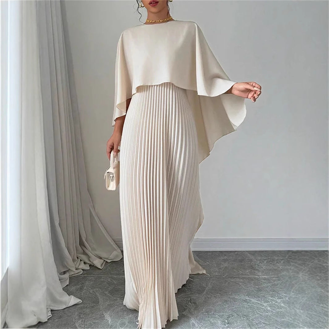 Image of Women's Pleated Cape Maxi Dress
