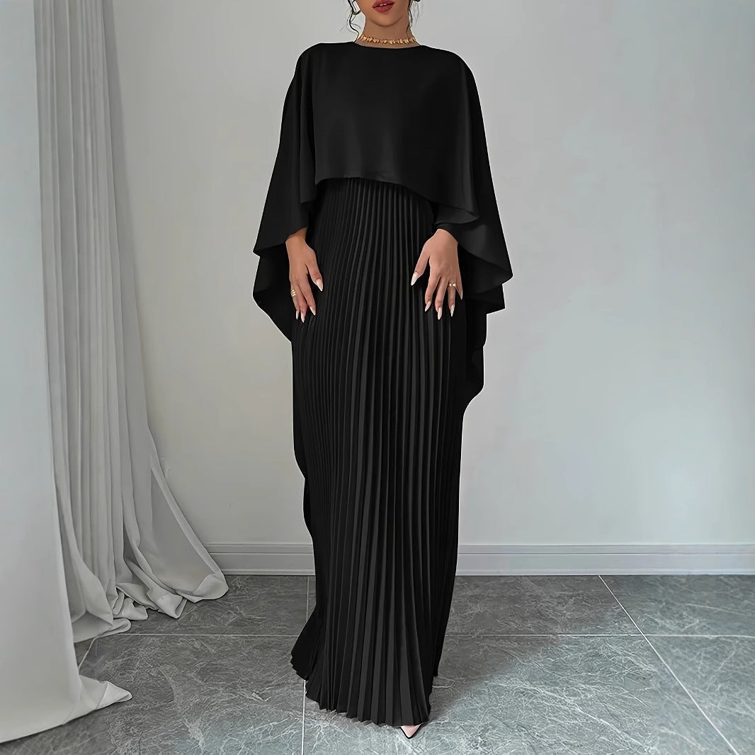 Image of Women's Pleated Cape Maxi Dress