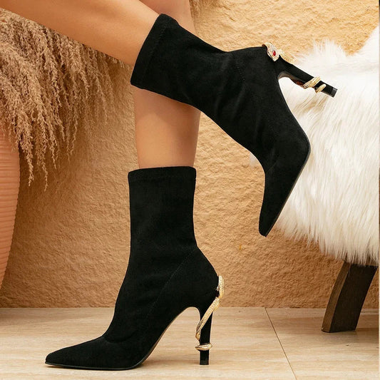 Image of Women's Pointed Toe Stiletto Heel Ankle Boots