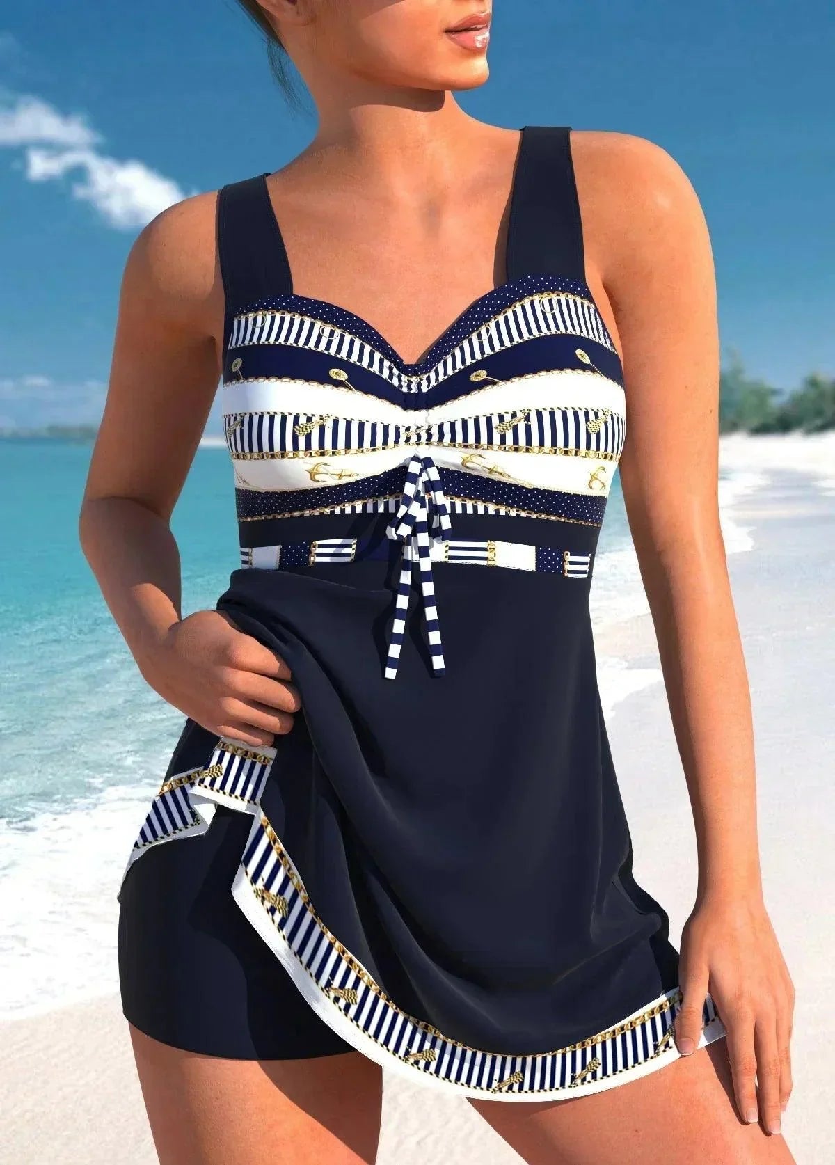 Image of Women's Ruched Swim Dress Set