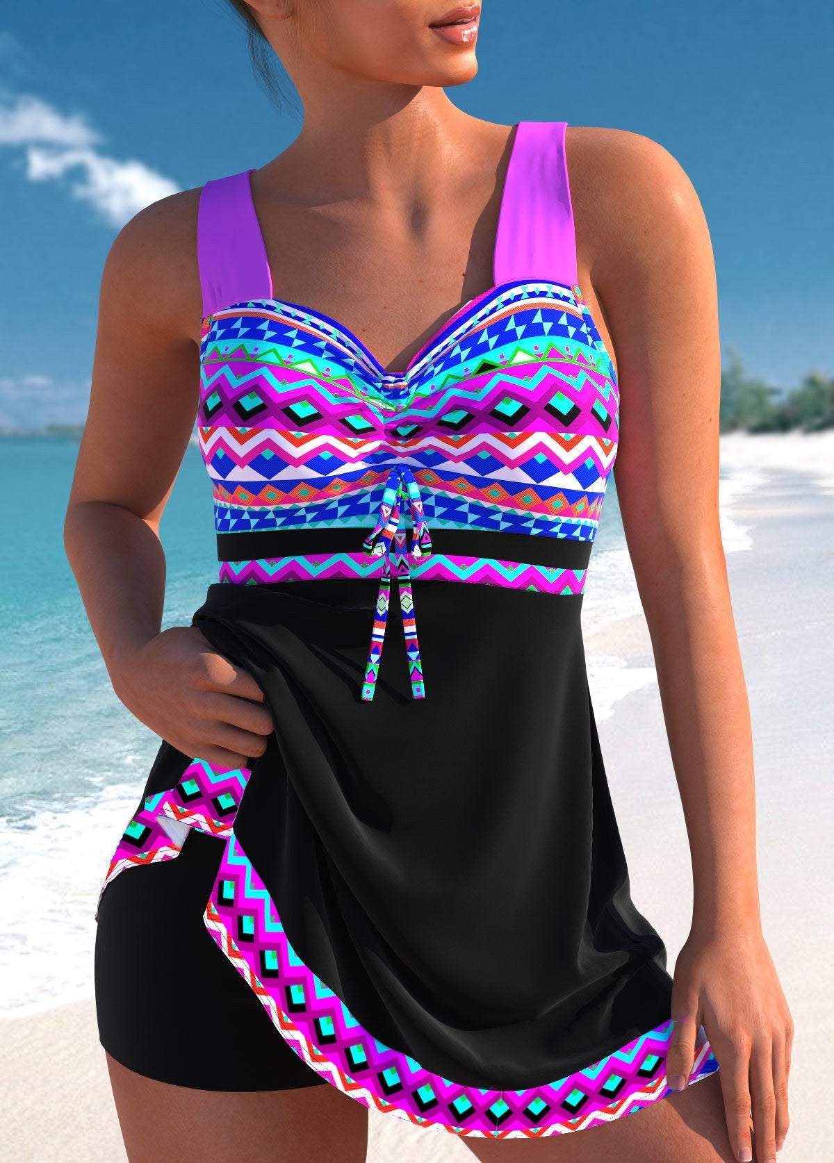Image of Women's Ruched Swim Dress Set