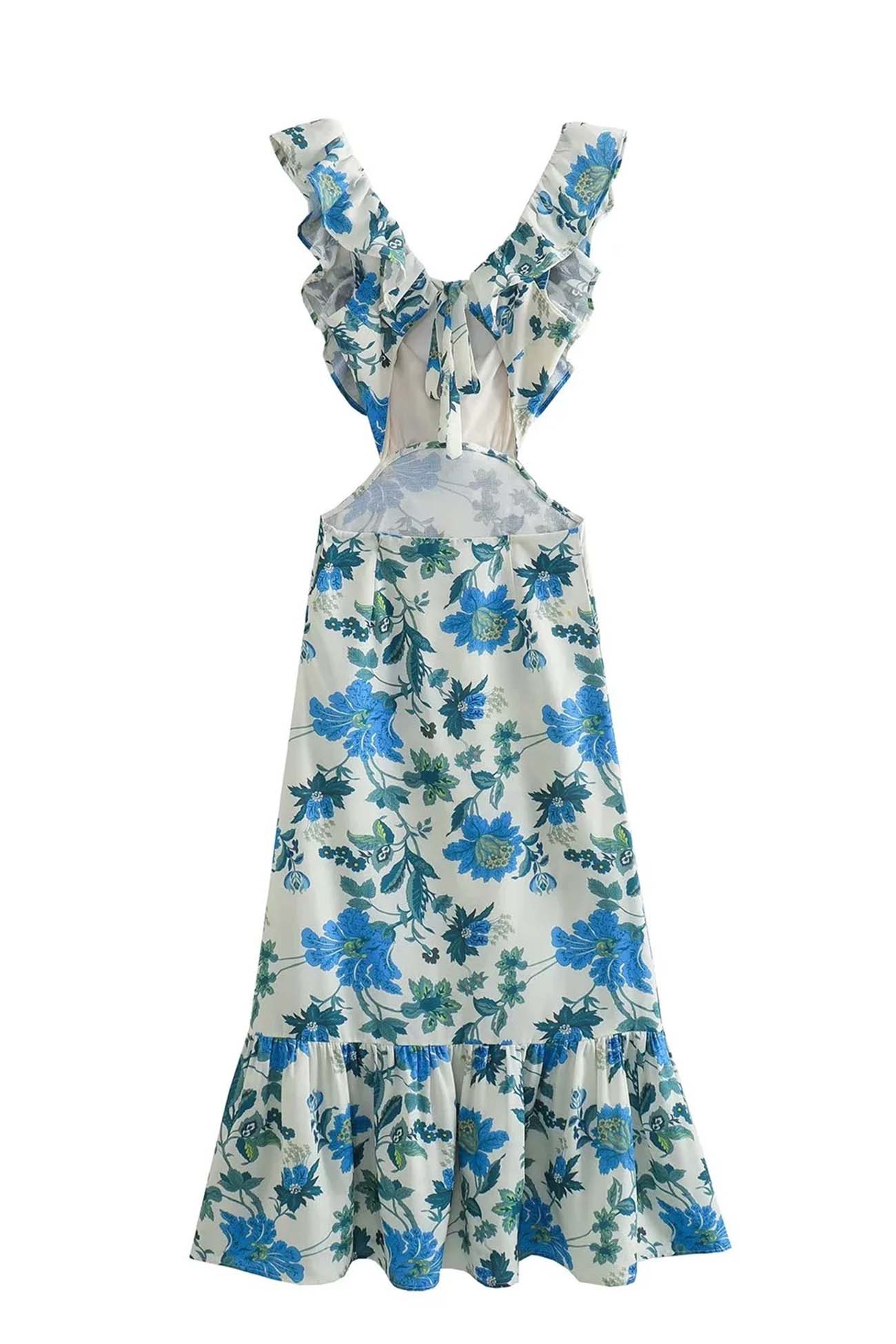 Image of Women's Ruffle Floral Summer Midi Dress
