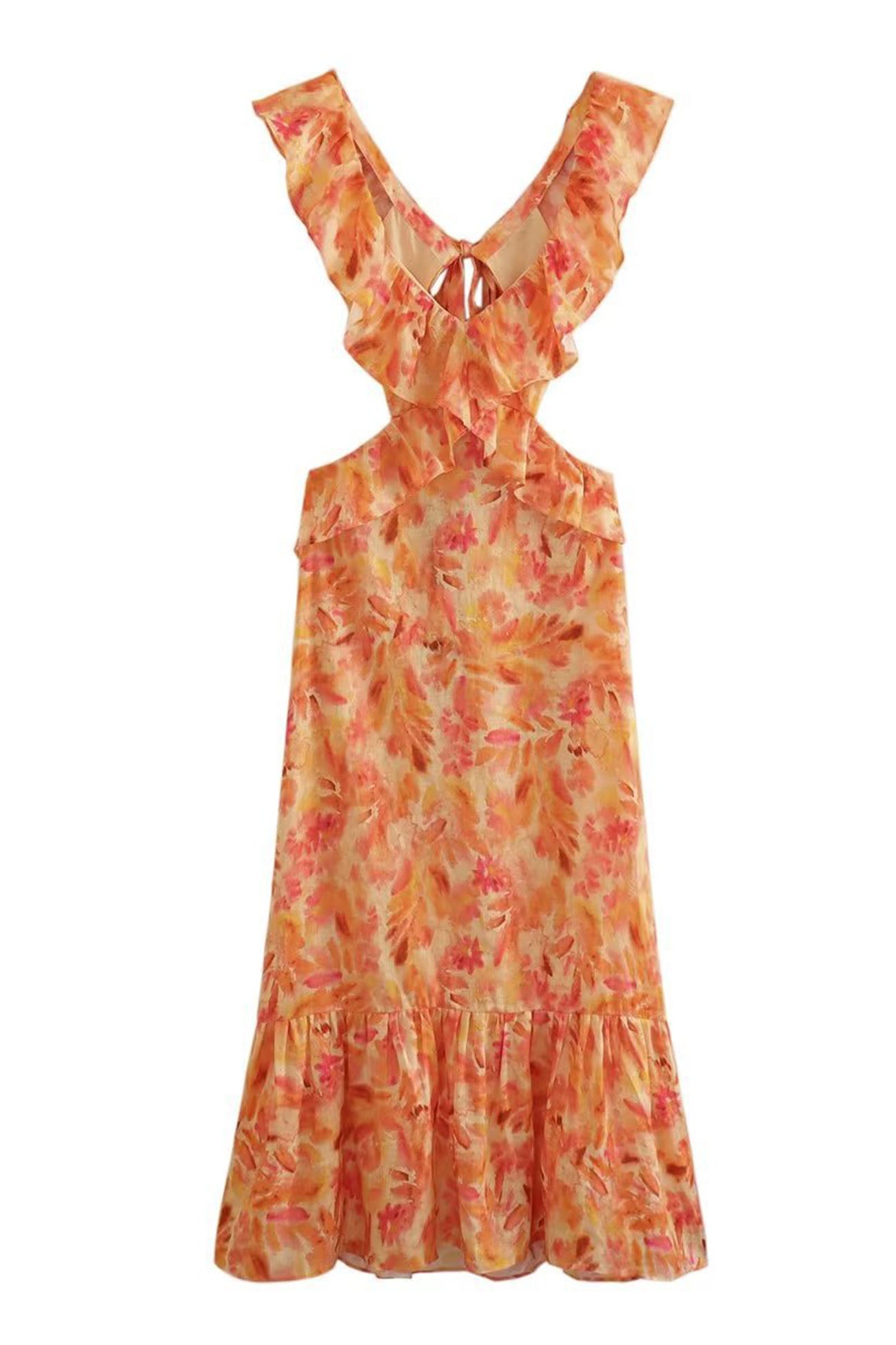 Image of Women's Ruffle Floral Summer Midi Dress