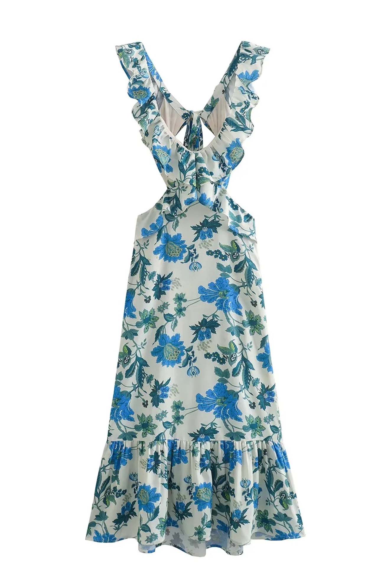 Image of Women's Ruffle Floral Summer Midi Dress