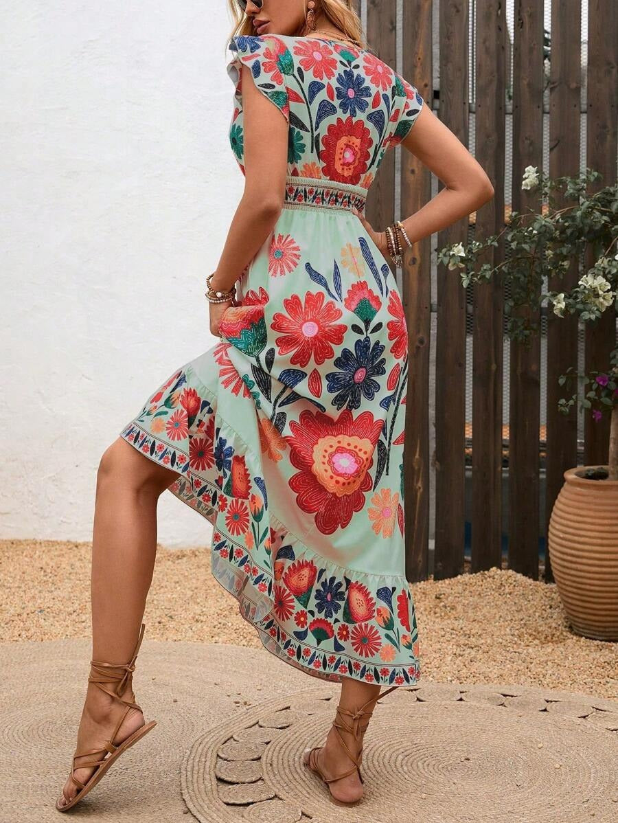 Image of Women's Ruffle Sleeve A-Line Midi Dress