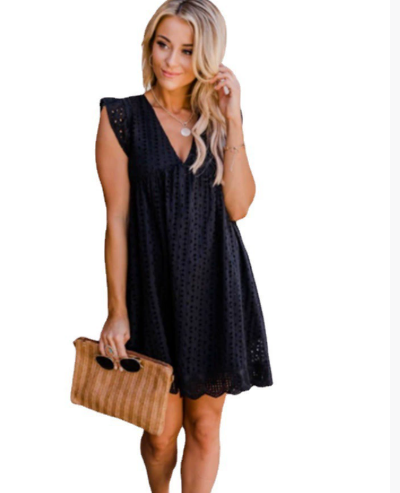 Image of Women's Ruffle Sleeve A-Line Mini Dress