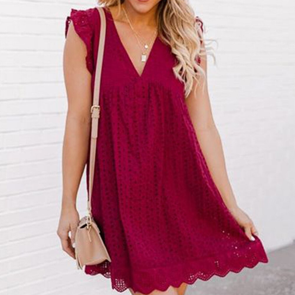 Image of Women's Ruffle Sleeve A-Line Mini Dress