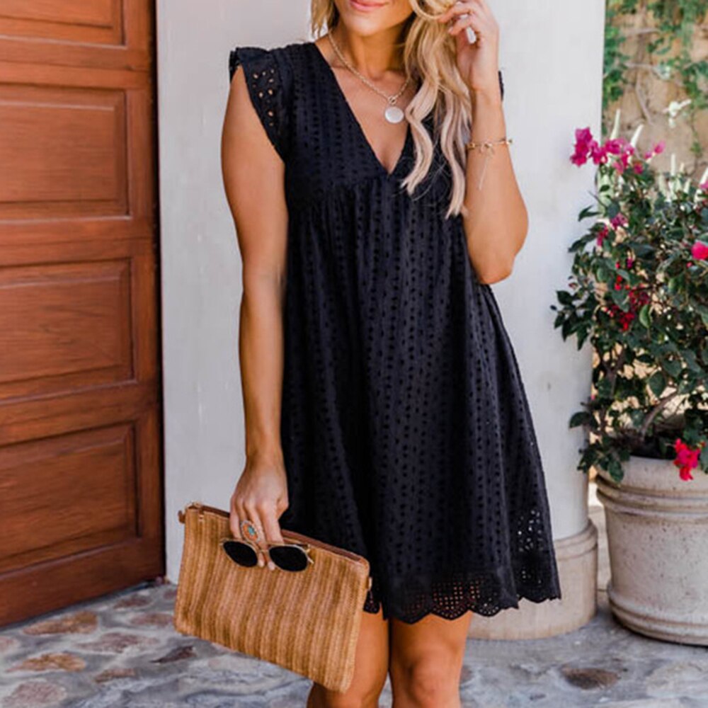Image of Women's Ruffle Sleeve A-Line Mini Dress