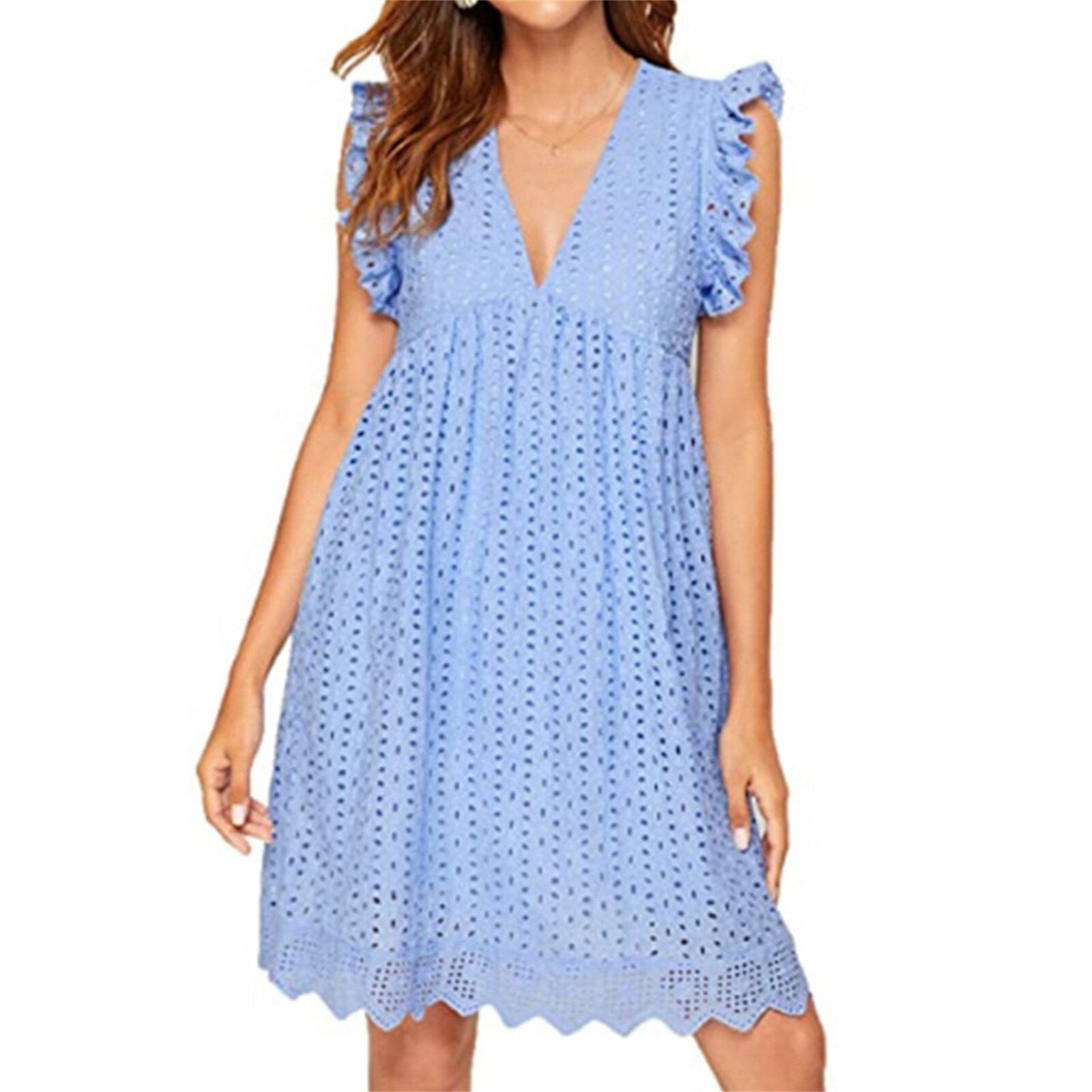 Image of Women's Ruffle Sleeve A-Line Mini Dress