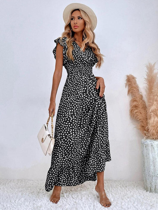 Image of Women's Ruffle Sleeve Wrap Midi Dress