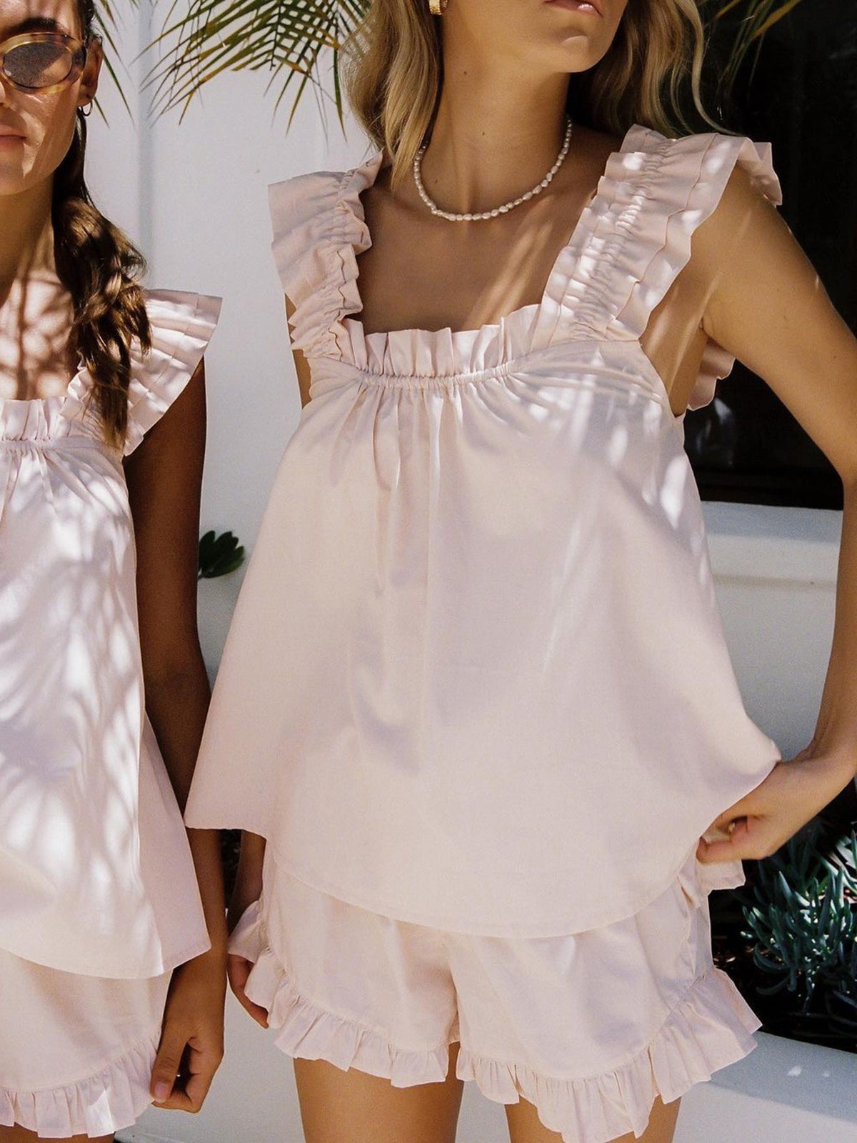 Image of Women's Ruffle Trim Two-Piece Set