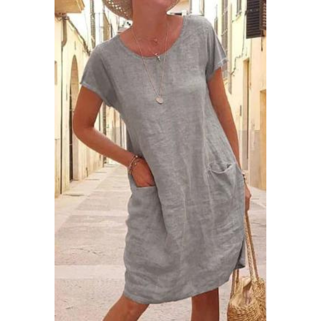 Image of Women's Scoop Neck Casual Midi Dress