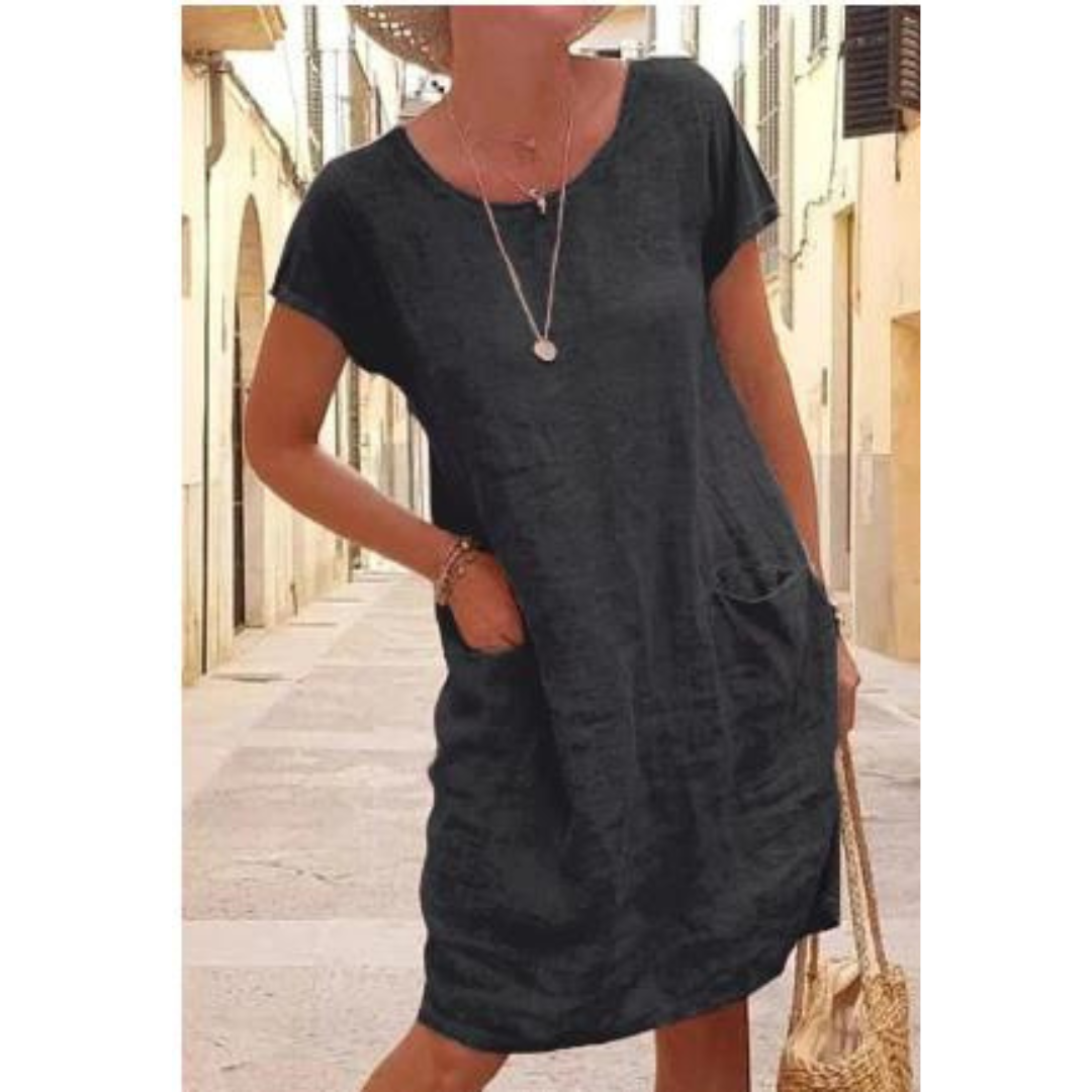 Image of Women's Scoop Neck Casual Midi Dress