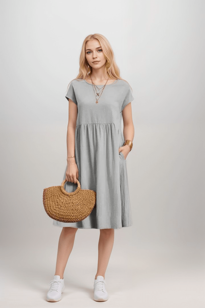 Image of Women's Short Sleeve A-Line Midi Dress