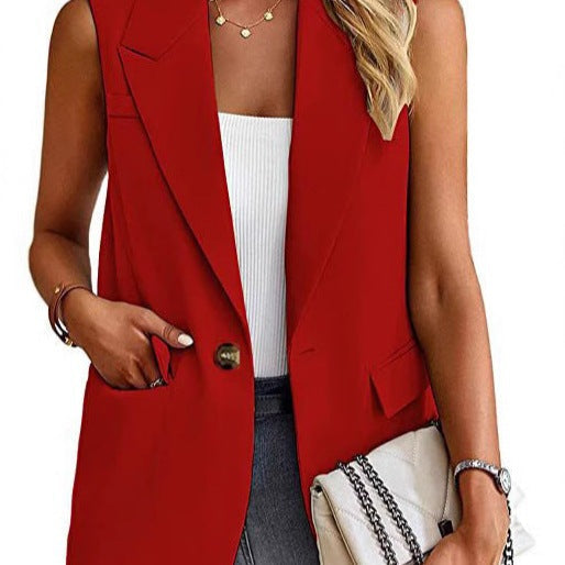 Image of Women's Sleeveless Lapel Blazer Vest