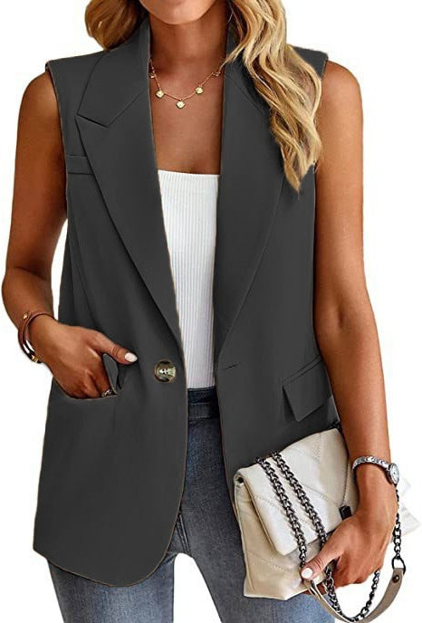 Image of Women's Sleeveless Lapel Blazer Vest