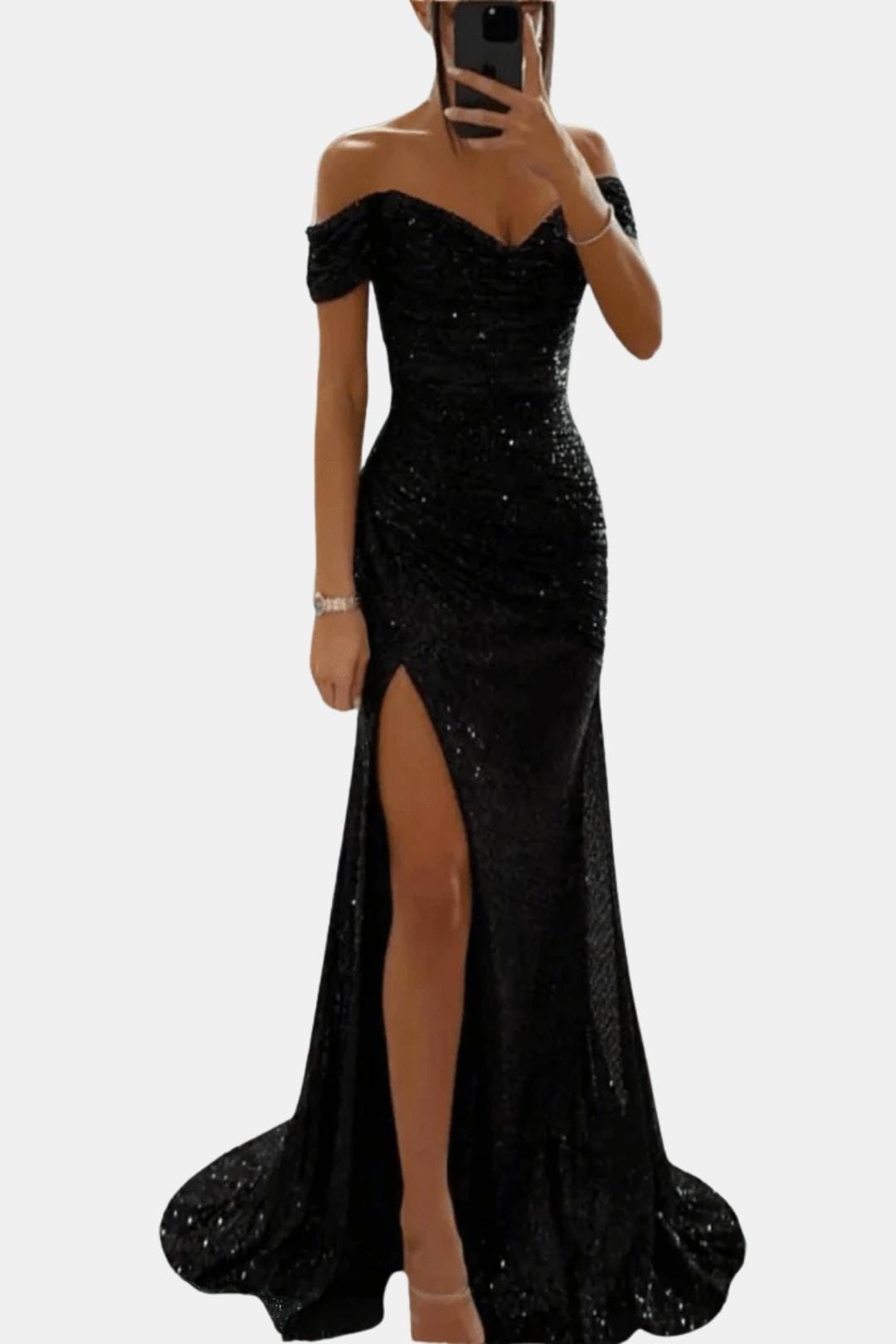 Image of Women's Slit Off-Shoulder Maxi Dress