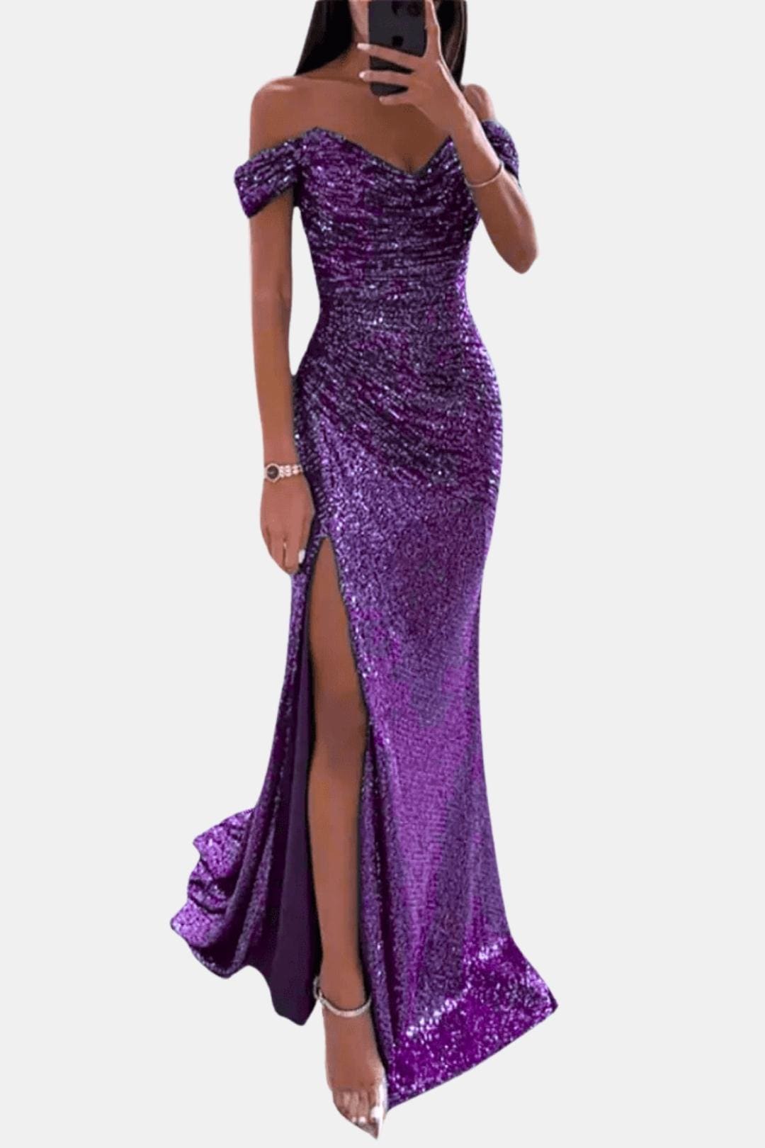 Image of Women's Slit Off-Shoulder Maxi Dress