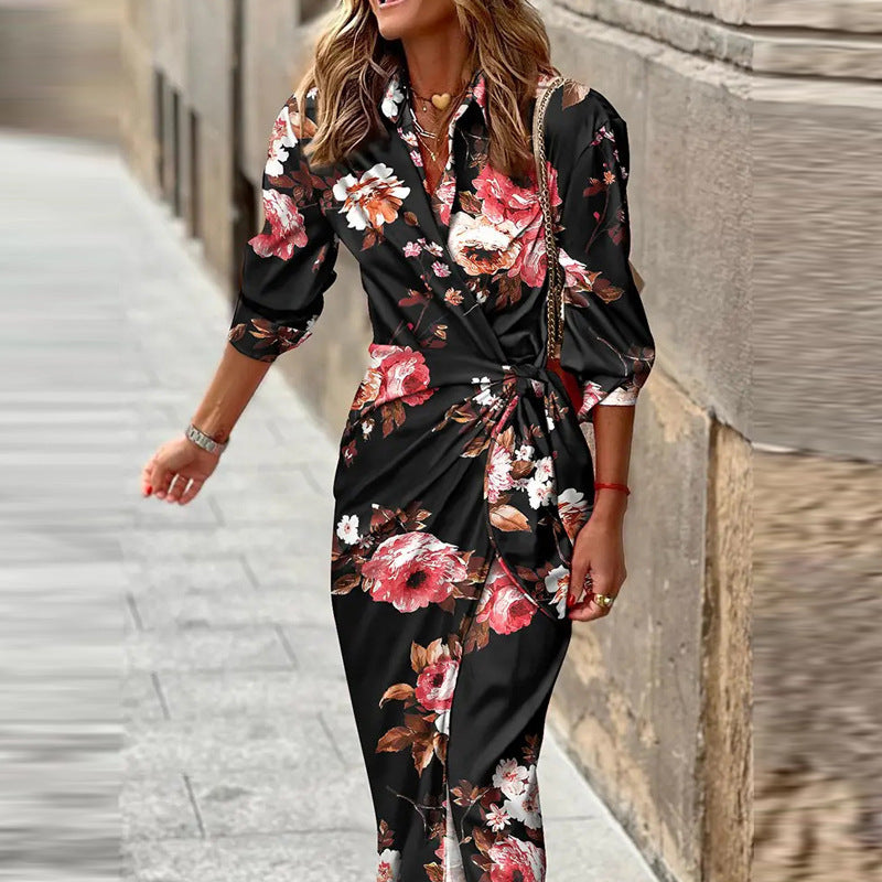 Image of Women's Striped Wrap Midi Dress
