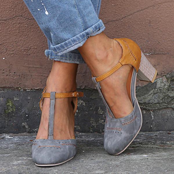 Image of Women's T-Strap Block Heel Shoes