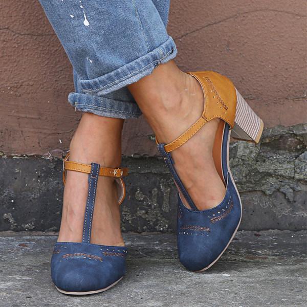 Image of Women's T-Strap Block Heel Shoes