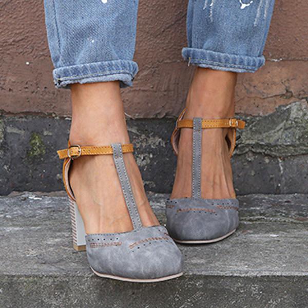 Image of Women's T-Strap Block Heel Shoes