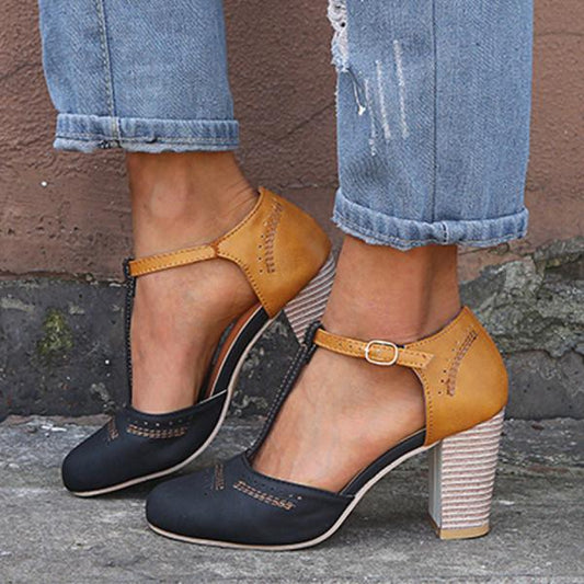 Image of Women's T-Strap Block Heel Shoes